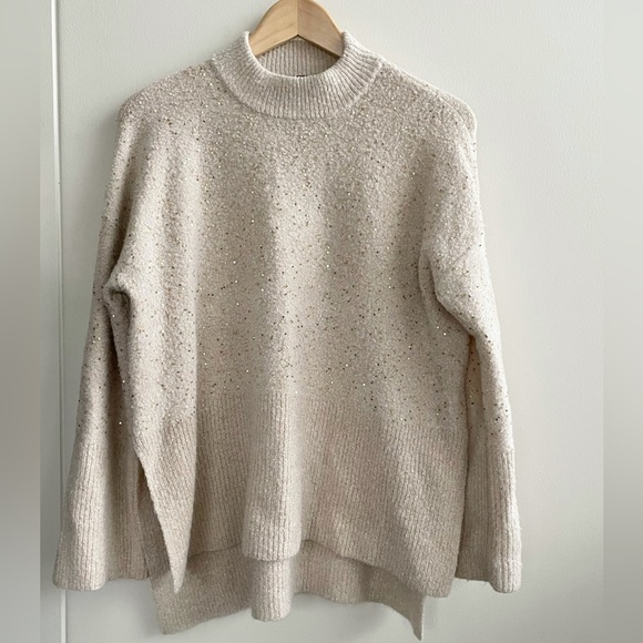 Festive Gold Sequin Mock Neck Sweater - Picture 1 of 6